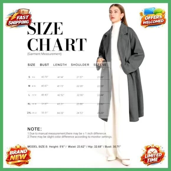 Wool Blend Mid-Length Peacoat, Single-Breasted, Office Casual Outerwear